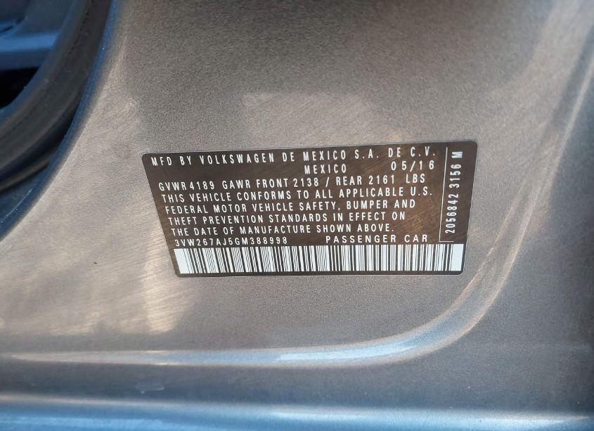 Photo 8 of 2016 Volkswagen Jetta 1.4T S (VIN 3VW267AJ5GM388998)