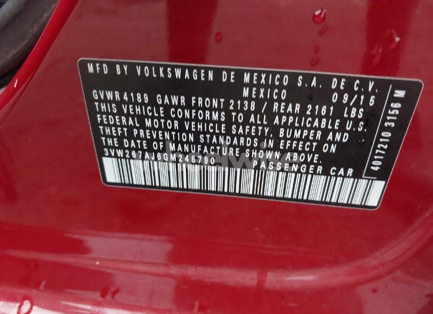 Photo 9 of 2016 Volkswagen Jetta 1.4T S (VIN 3VW267AJ6GM246790)