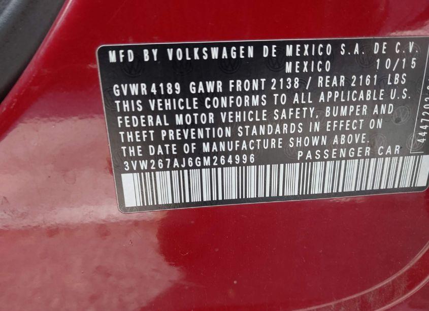 Photo 9 of 2016 Volkswagen Jetta 1.4T S (VIN 3VW267AJ6GM264996)