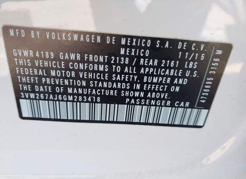 Photo 9 of 2016 Volkswagen Jetta 1.4T S (VIN 3VW267AJ6GM283418)