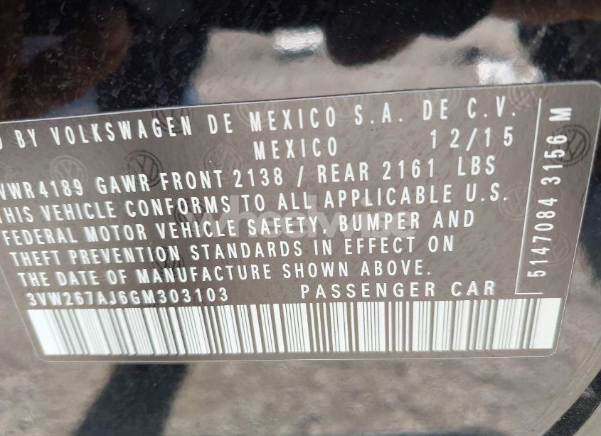 Photo 9 of 2016 Volkswagen Jetta 1.4T S (VIN 3VW267AJ6GM303103)