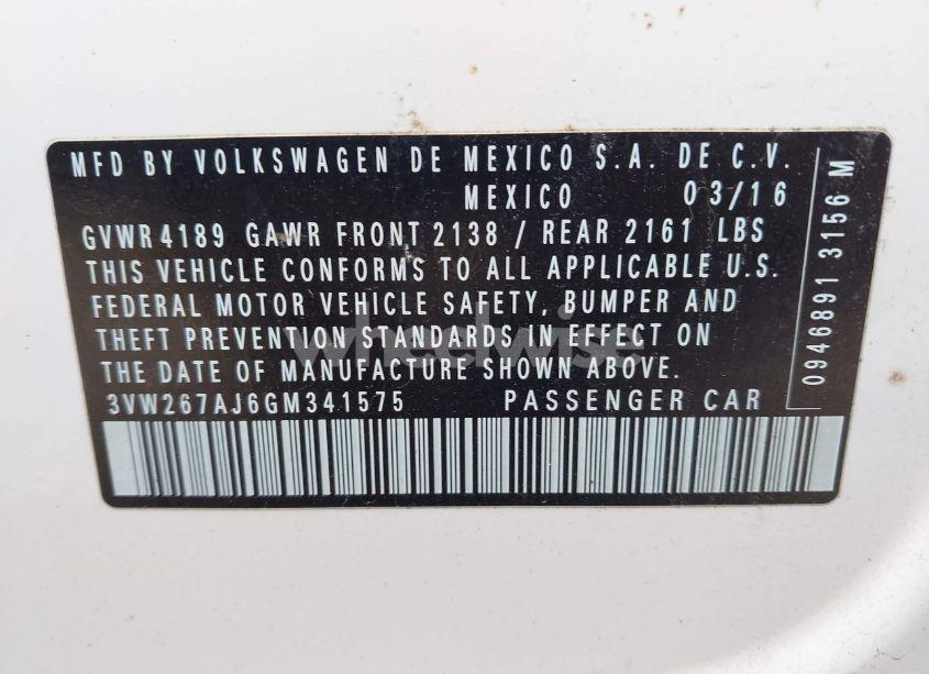 Photo 9 of 2016 Volkswagen Jetta 1.4T S (VIN 3VW267AJ6GM341575)