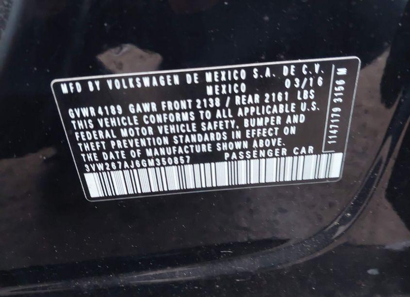 Photo 9 of 2016 Volkswagen Jetta 1.4T S (VIN 3VW267AJ6GM350857)