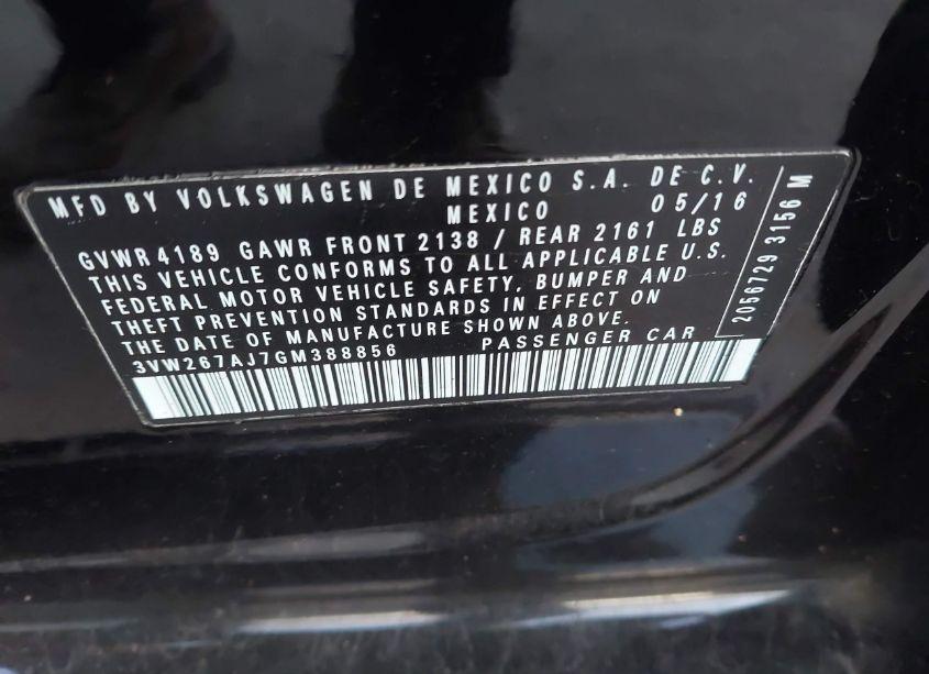 Photo 9 of 2016 Volkswagen Jetta 1.4T S (VIN 3VW267AJ7GM388856)