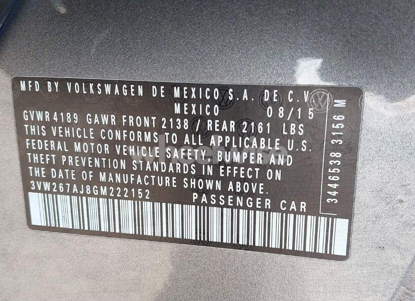 Photo 9 of 2016 Volkswagen Jetta 1.4T S (VIN 3VW267AJ8GM222152)