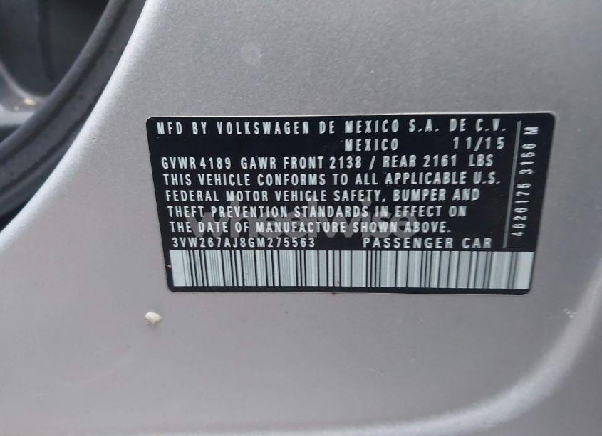 Photo 9 of 2016 Volkswagen Jetta 1.4T S (VIN 3VW267AJ8GM275563)