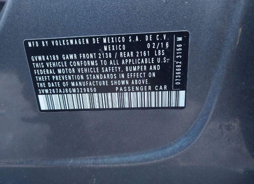 Photo 9 of 2016 Volkswagen Jetta 1.4T S (VIN 3VW267AJ8GM329850)