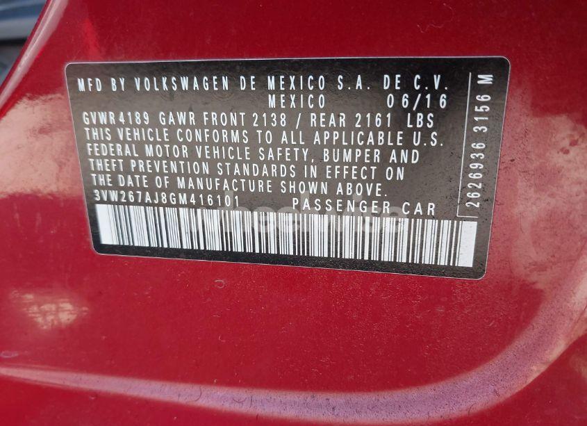 Photo 9 of 2016 Volkswagen Jetta 1.4T S (VIN 3VW267AJ8GM416101)