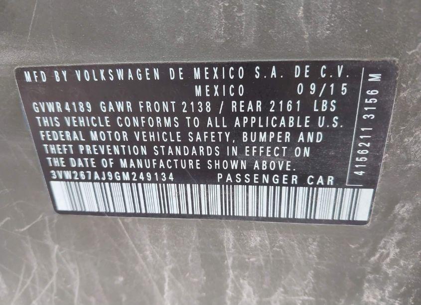 Photo 9 of 2016 Volkswagen Jetta 1.4T S (VIN 3VW267AJ9GM249134)