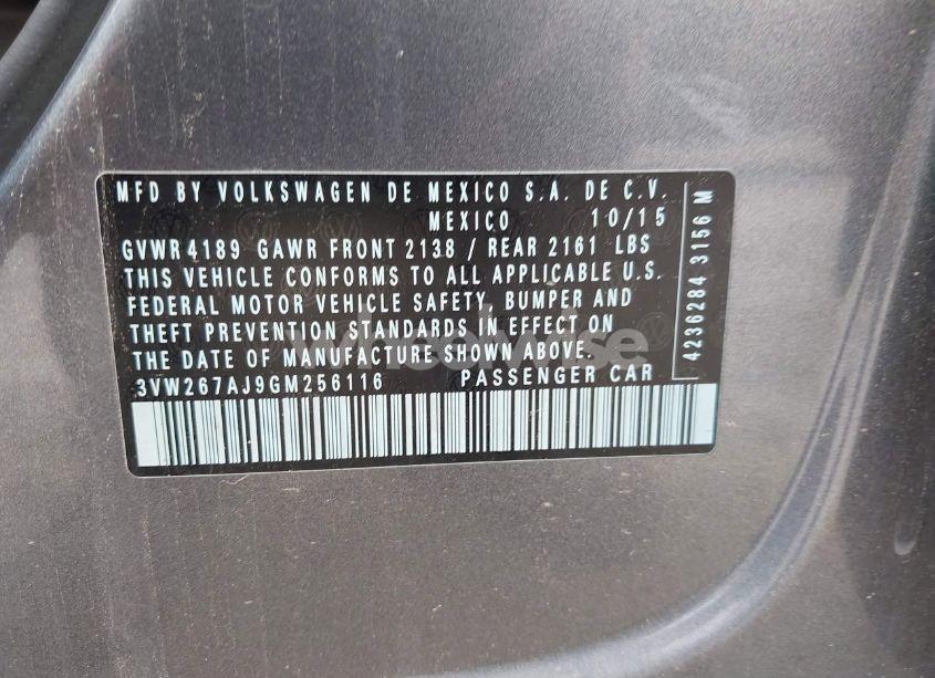 Photo 9 of 2016 Volkswagen Jetta 1.4T S (VIN 3VW267AJ9GM256116)
