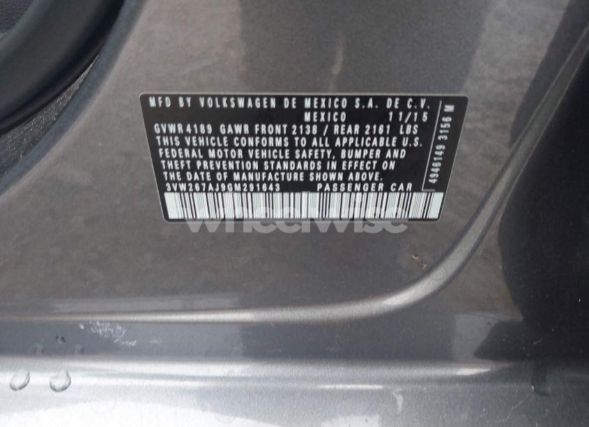 Photo 9 of 2016 Volkswagen Jetta 1.4T S (VIN 3VW267AJ9GM291643)