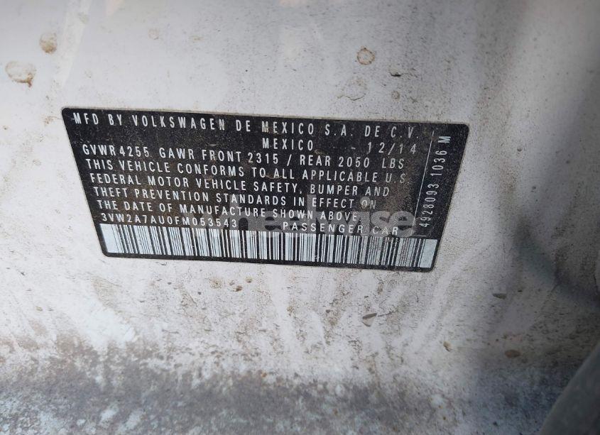 Photo 9 of 2015 Volkswagen Golf TDI S 4-DOOR (VIN 3VW2A7AU0FM053543)