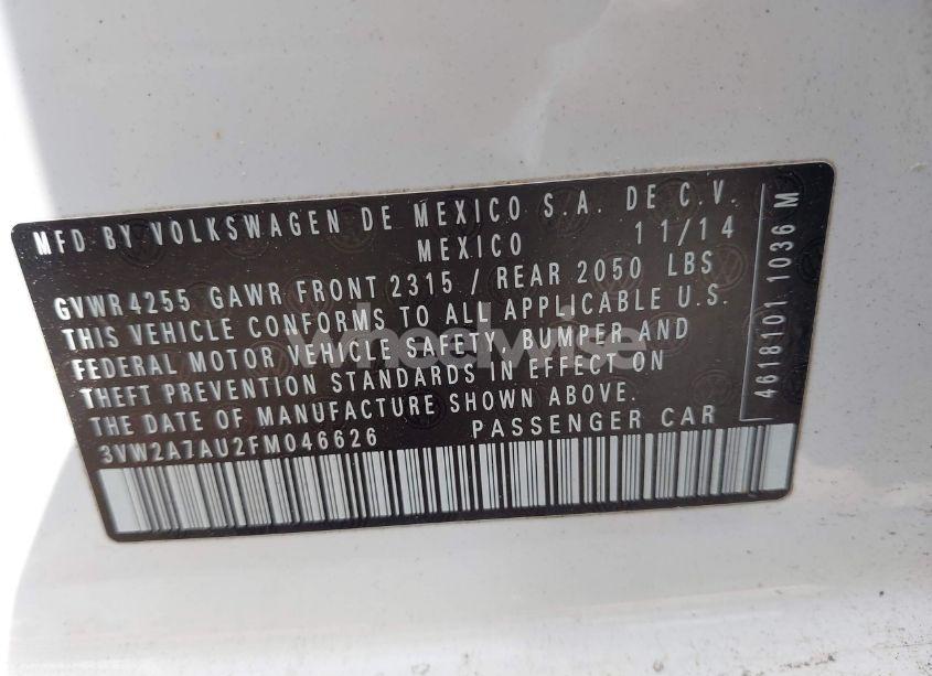 Photo 9 of 2015 Volkswagen Golf TDI SE 4-DOOR (VIN 3VW2A7AU2FM046626)