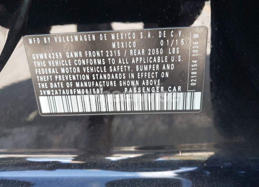 Photo 9 of 2015 Volkswagen Golf TDI S 4-DOOR (VIN 3VW2A7AU8FM061597)