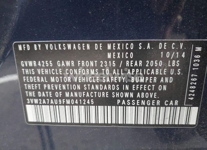 Photo 9 of 2015 Volkswagen Golf TDI S 4-DOOR (VIN 3VW2A7AU9FM041245)