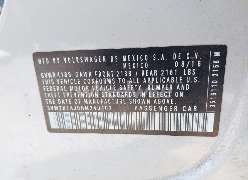 Photo 9 of 2017 Volkswagen Jetta 1.4T S (VIN 3VW2B7AJ0HM240402)