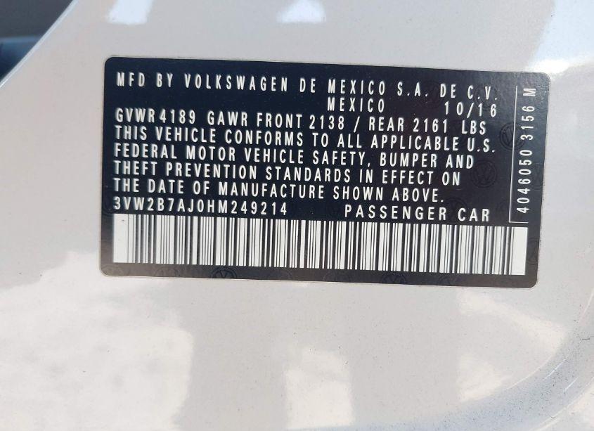 Photo 9 of 2017 Volkswagen Jetta 1.4T S (VIN 3VW2B7AJ0HM249214)