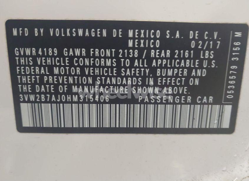 Photo 9 of 2017 Volkswagen Jetta 1.4T S (VIN 3VW2B7AJ0HM315406)