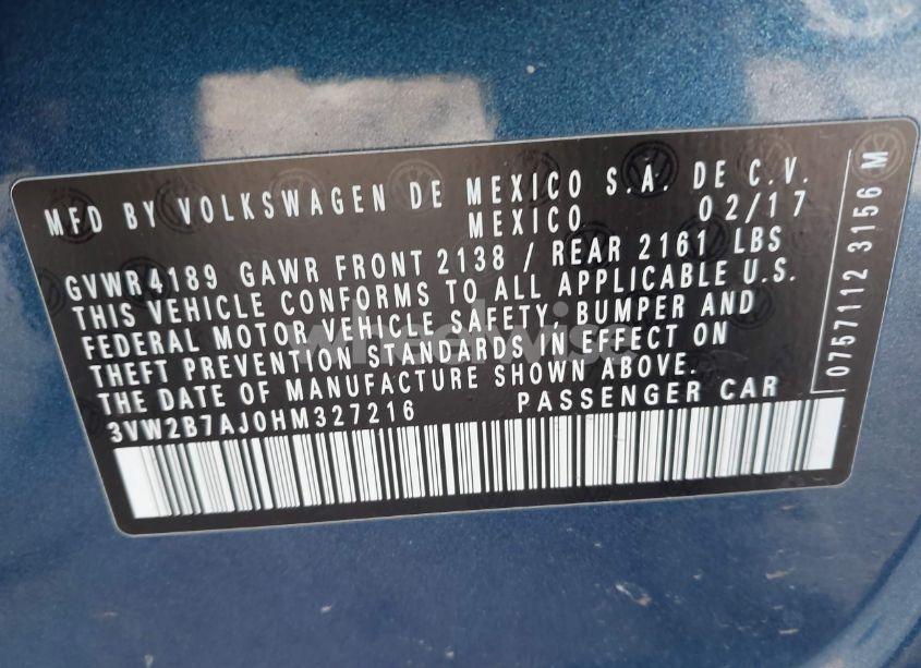 Photo 9 of 2017 Volkswagen Jetta 1.4T S (VIN 3VW2B7AJ0HM327216)