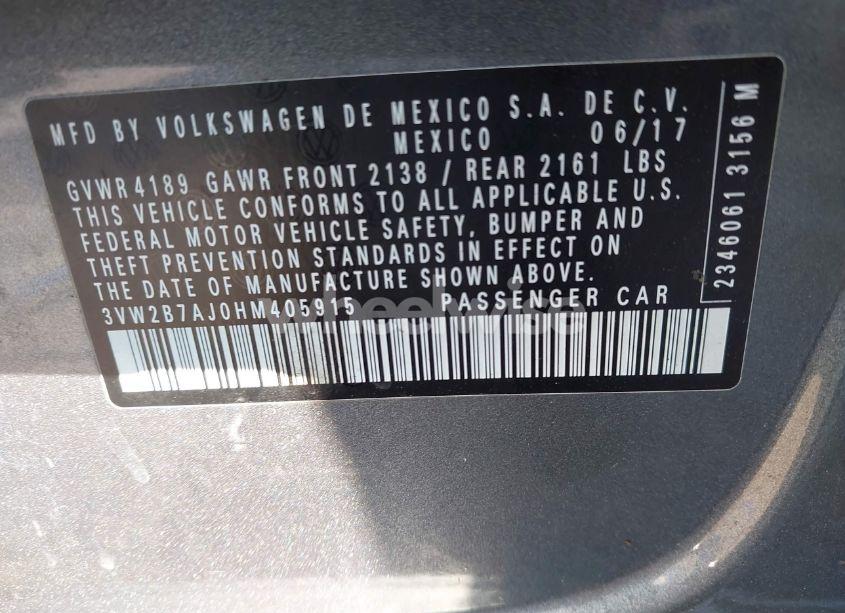 Photo 9 of 2017 Volkswagen Jetta 1.4T S (VIN 3VW2B7AJ0HM405915)