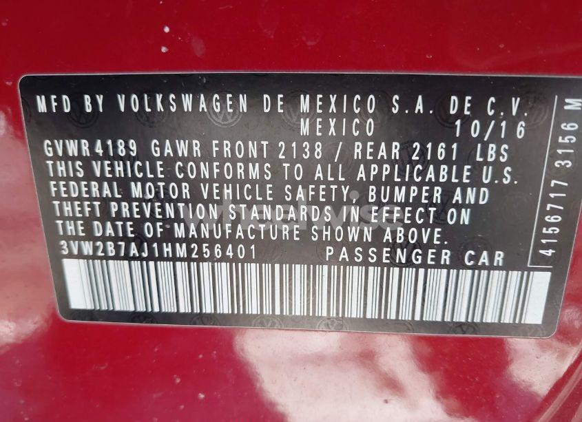 Photo 9 of 2017 Volkswagen Jetta 1.4T S (VIN 3VW2B7AJ1HM256401)