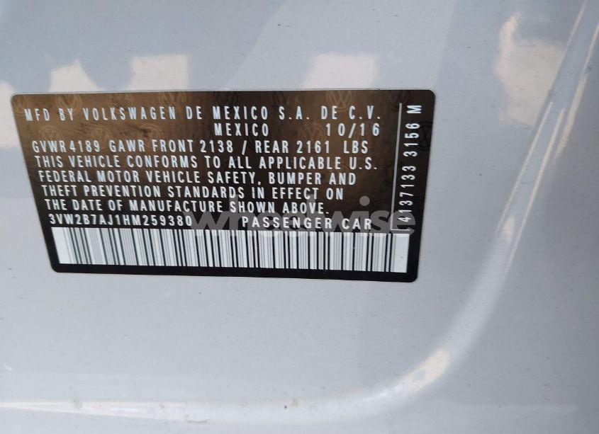Photo 9 of 2017 Volkswagen Jetta 1.4T S (VIN 3VW2B7AJ1HM259380)