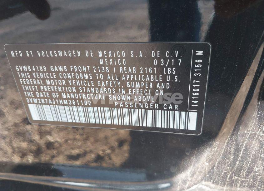 Photo 9 of 2017 Volkswagen Jetta 1.4T S (VIN 3VW2B7AJ1HM361102)