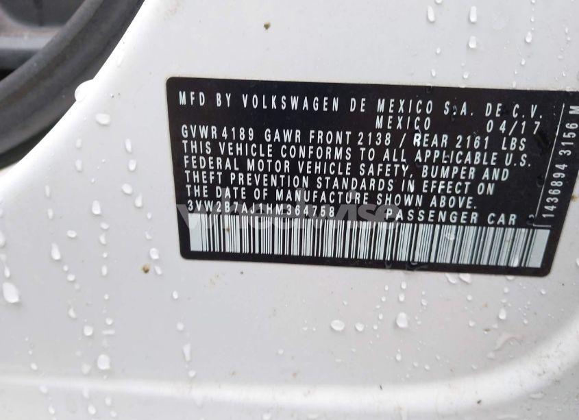 Photo 9 of 2017 Volkswagen Jetta 1.4T S (VIN 3VW2B7AJ1HM364758)