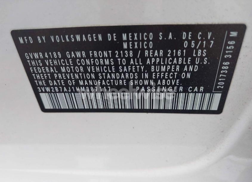 Photo 9 of 2017 Volkswagen Jetta 1.4T S (VIN 3VW2B7AJ1HM387117)
