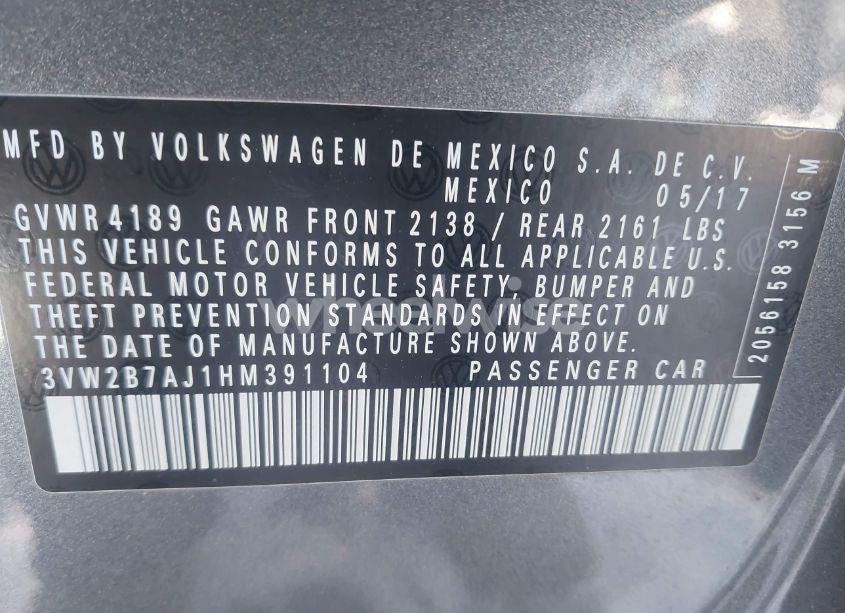 Photo 9 of 2017 Volkswagen Jetta 1.4T S (VIN 3VW2B7AJ1HM391104)