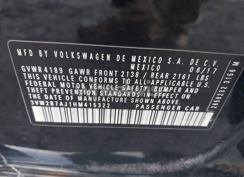 Photo 9 of 2017 Volkswagen Jetta 1.4T S (VIN 3VW2B7AJ1HM415322)