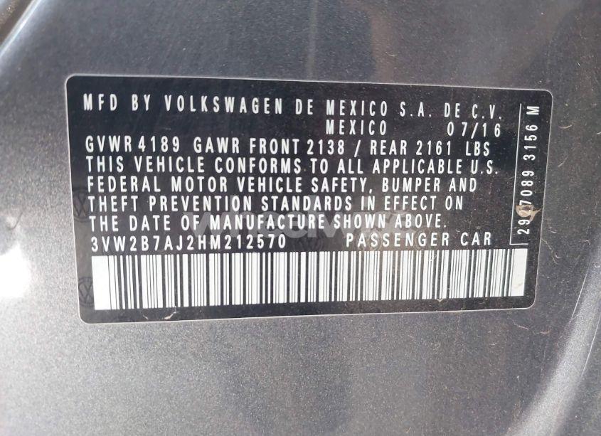 Photo 9 of 2017 Volkswagen Jetta 1.4T S (VIN 3VW2B7AJ2HM212570)