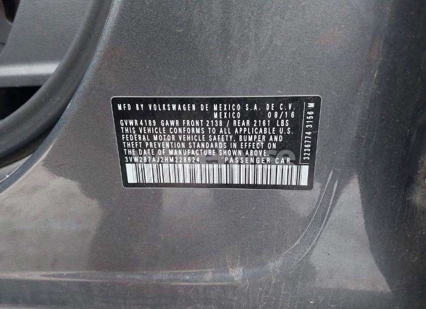 Photo 9 of 2017 Volkswagen Jetta 1.4T S (VIN 3VW2B7AJ2HM228624)