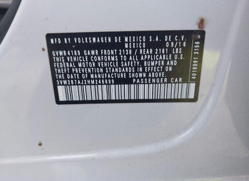 Photo 9 of 2017 Volkswagen Jetta 1.4T S (VIN 3VW2B7AJ2HM246699)