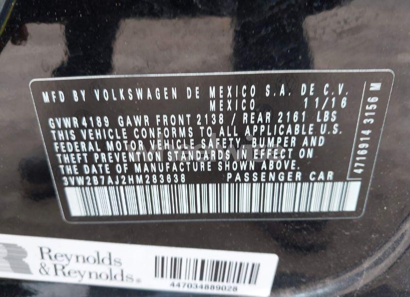 Photo 9 of 2017 Volkswagen Jetta 1.4T S (VIN 3VW2B7AJ2HM283638)