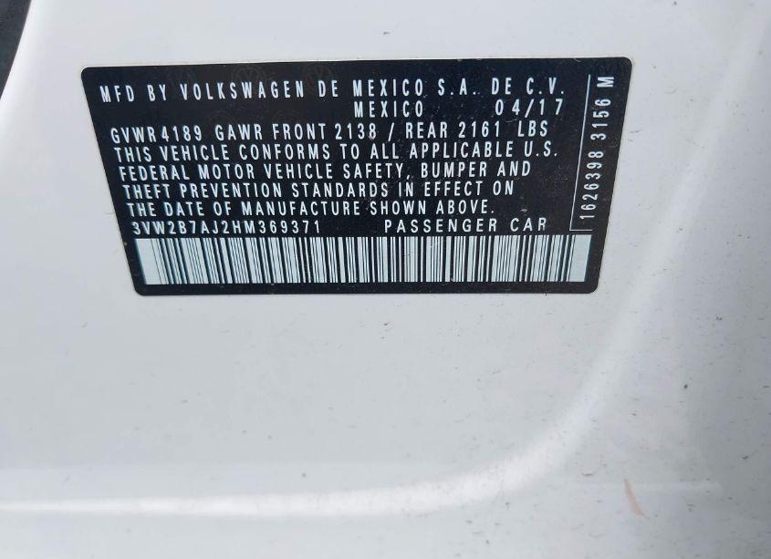 Photo 9 of 2017 Volkswagen Jetta 1.4T S (VIN 3VW2B7AJ2HM369371)