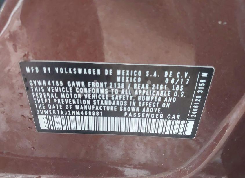 Photo 9 of 2017 Volkswagen Jetta 1.4T S (VIN 3VW2B7AJ2HM408881)