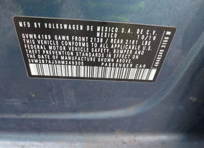 Photo 9 of 2017 Volkswagen Jetta 1.4T S (VIN 3VW2B7AJ3HM249305)