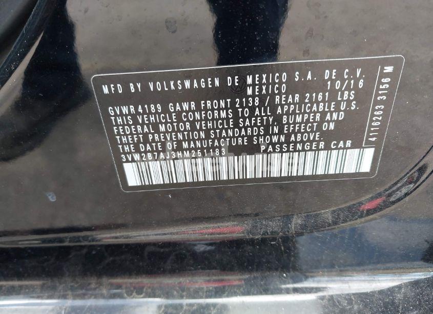 Photo 9 of 2017 Volkswagen Jetta 1.4T S (VIN 3VW2B7AJ3HM251183)