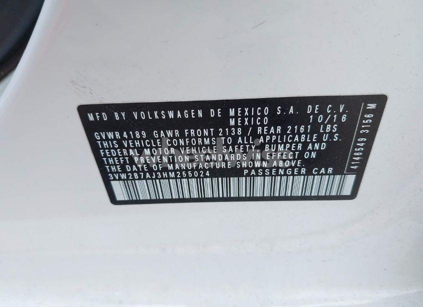 Photo 9 of 2017 Volkswagen Jetta 1.4T S (VIN 3VW2B7AJ3HM255024)