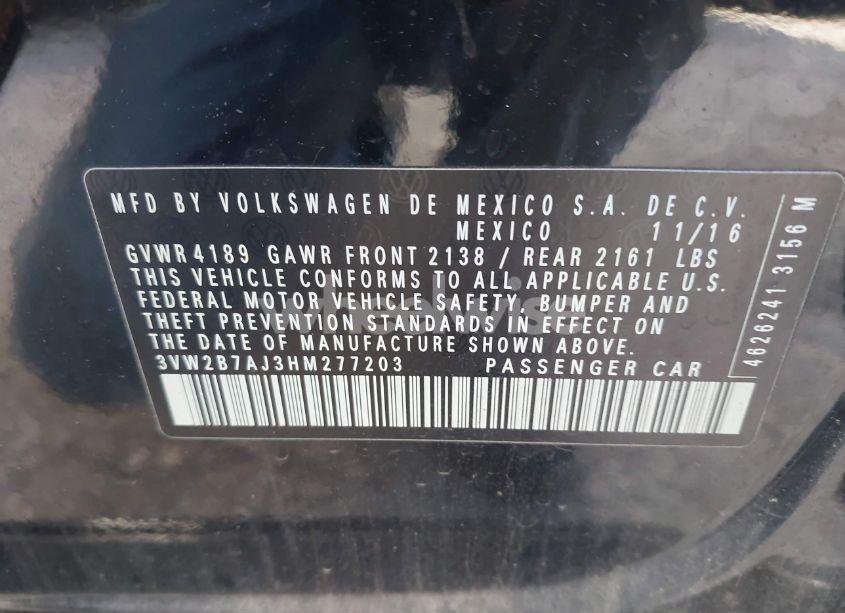 Photo 9 of 2017 Volkswagen Jetta 1.4T S (VIN 3VW2B7AJ3HM277203)