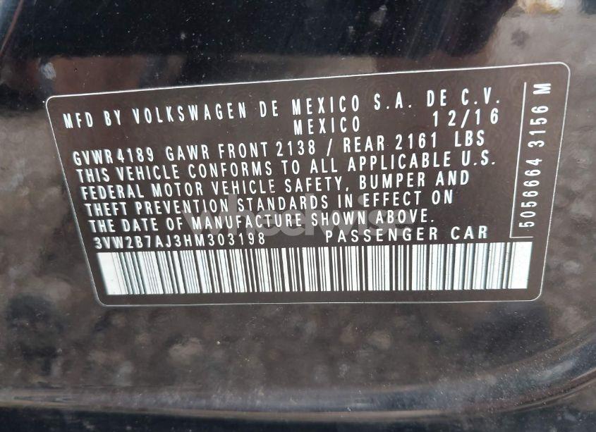 Photo 9 of 2017 Volkswagen Jetta 1.4T S (VIN 3VW2B7AJ3HM303198)