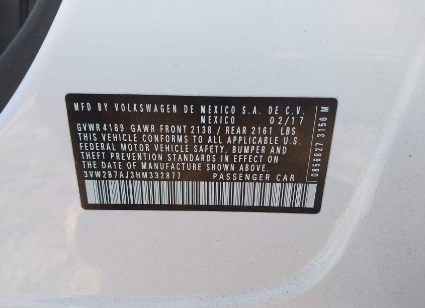 Photo 9 of 2017 Volkswagen Jetta 1.4T S (VIN 3VW2B7AJ3HM332877)