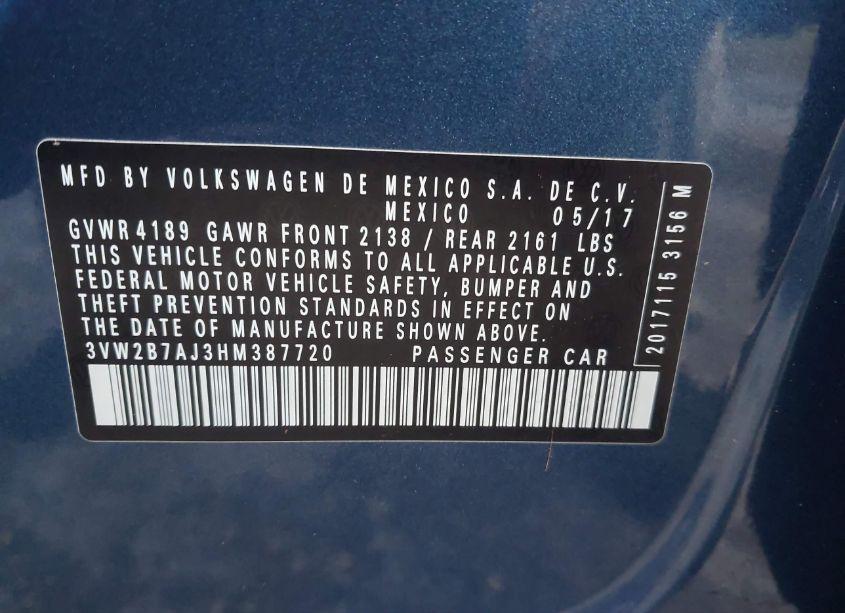 Photo 9 of 2017 Volkswagen Jetta 1.4T S (VIN 3VW2B7AJ3HM387720)
