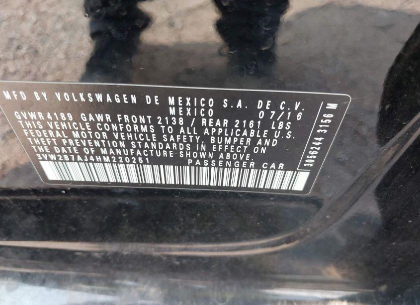 Photo 9 of 2017 Volkswagen Jetta 1.4T S (VIN 3VW2B7AJ4HM220251)