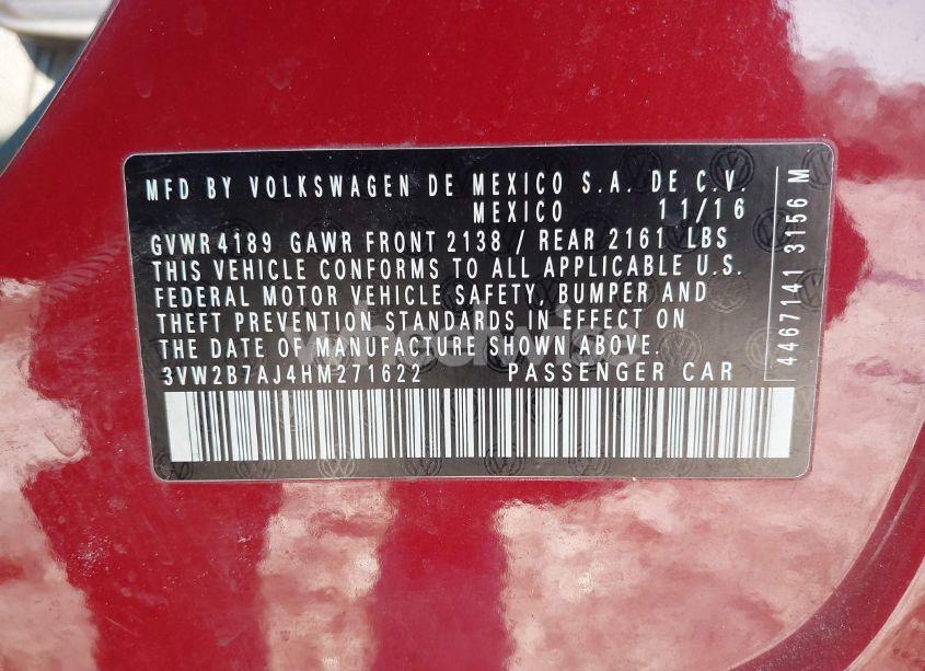 Photo 9 of 2017 Volkswagen Jetta 1.4T S (VIN 3VW2B7AJ4HM271622)