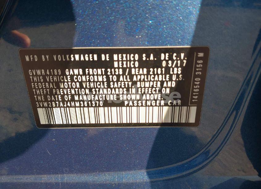 Photo 9 of 2017 Volkswagen Jetta 1.4T S (VIN 3VW2B7AJ4HM361370)