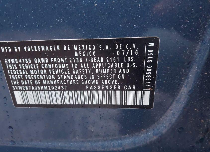 Photo 9 of 2017 Volkswagen Jetta 1.4T S (VIN 3VW2B7AJ5HM202437)