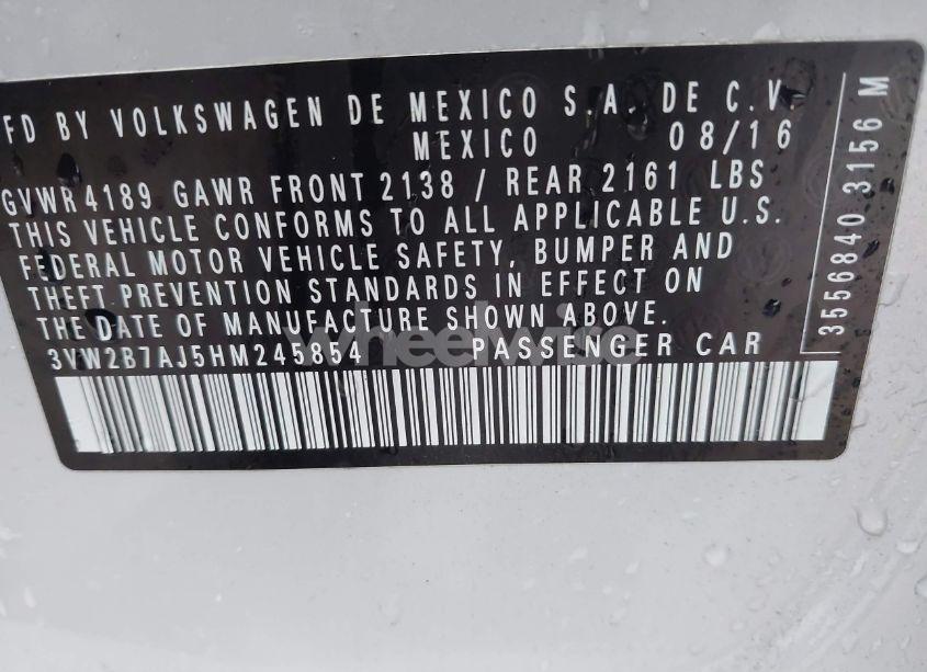 Photo 9 of 2017 Volkswagen Jetta 1.4T S (VIN 3VW2B7AJ5HM245854)