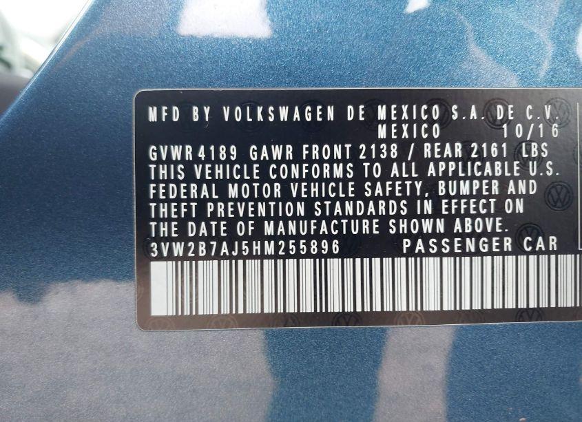 Photo 9 of 2017 Volkswagen Jetta 1.4T S (VIN 3VW2B7AJ5HM255896)